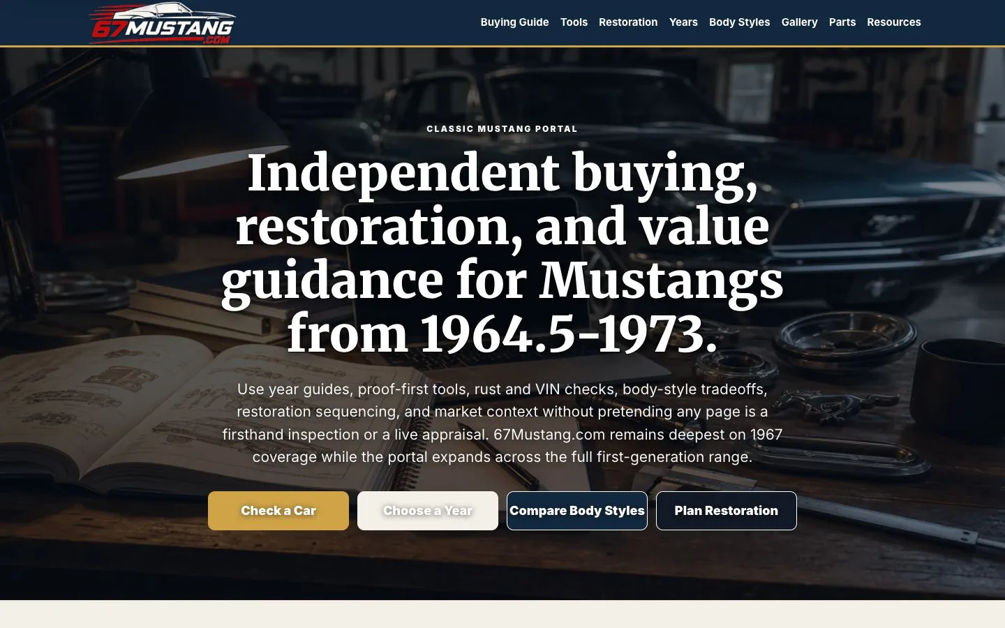 67Mustang website — view 1