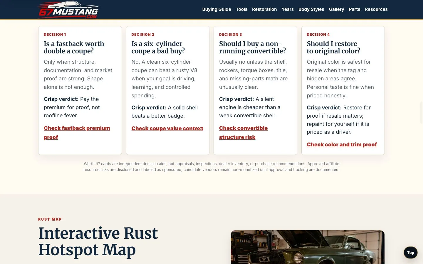 67Mustang website — view 2