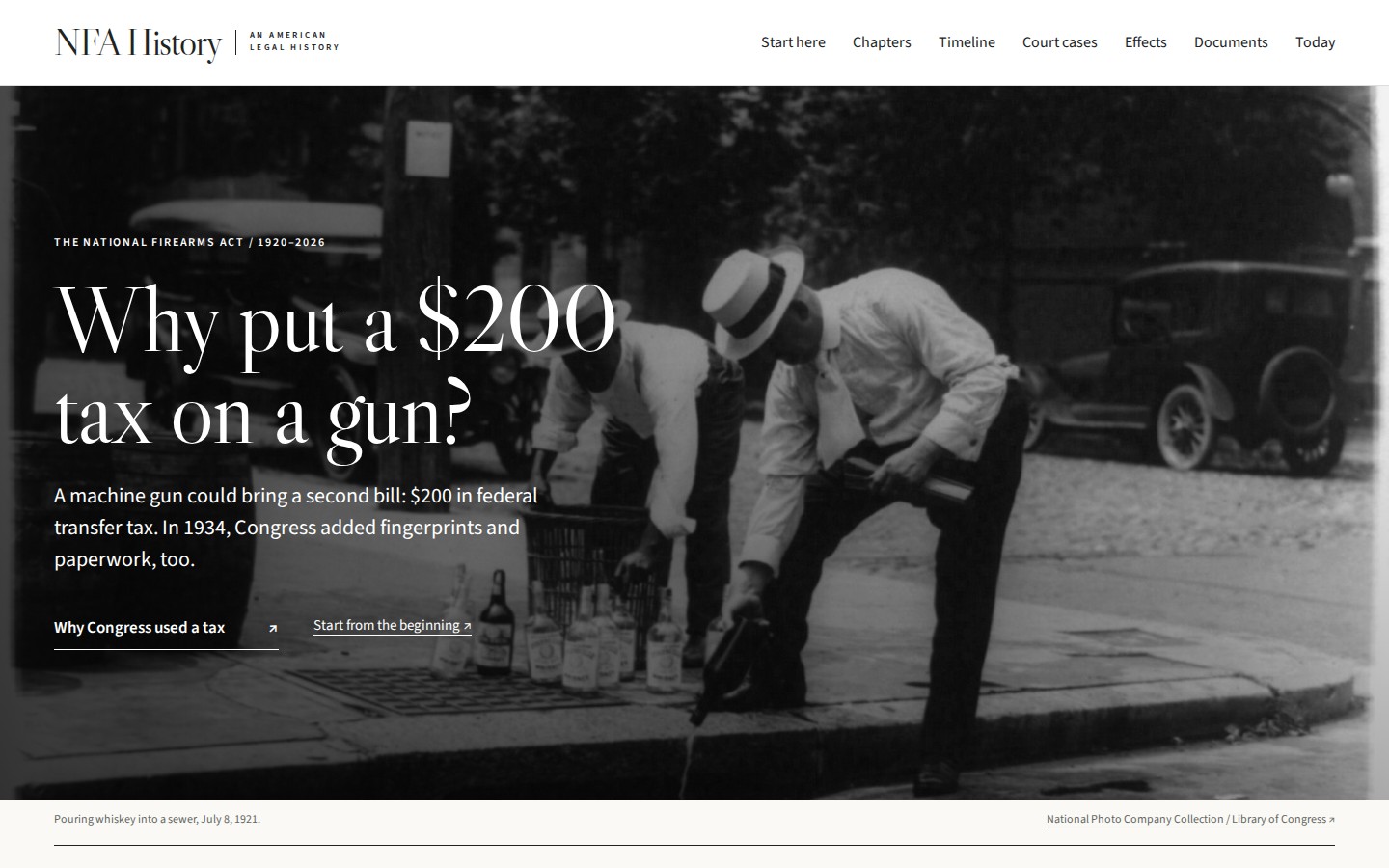 NFA History website homepage