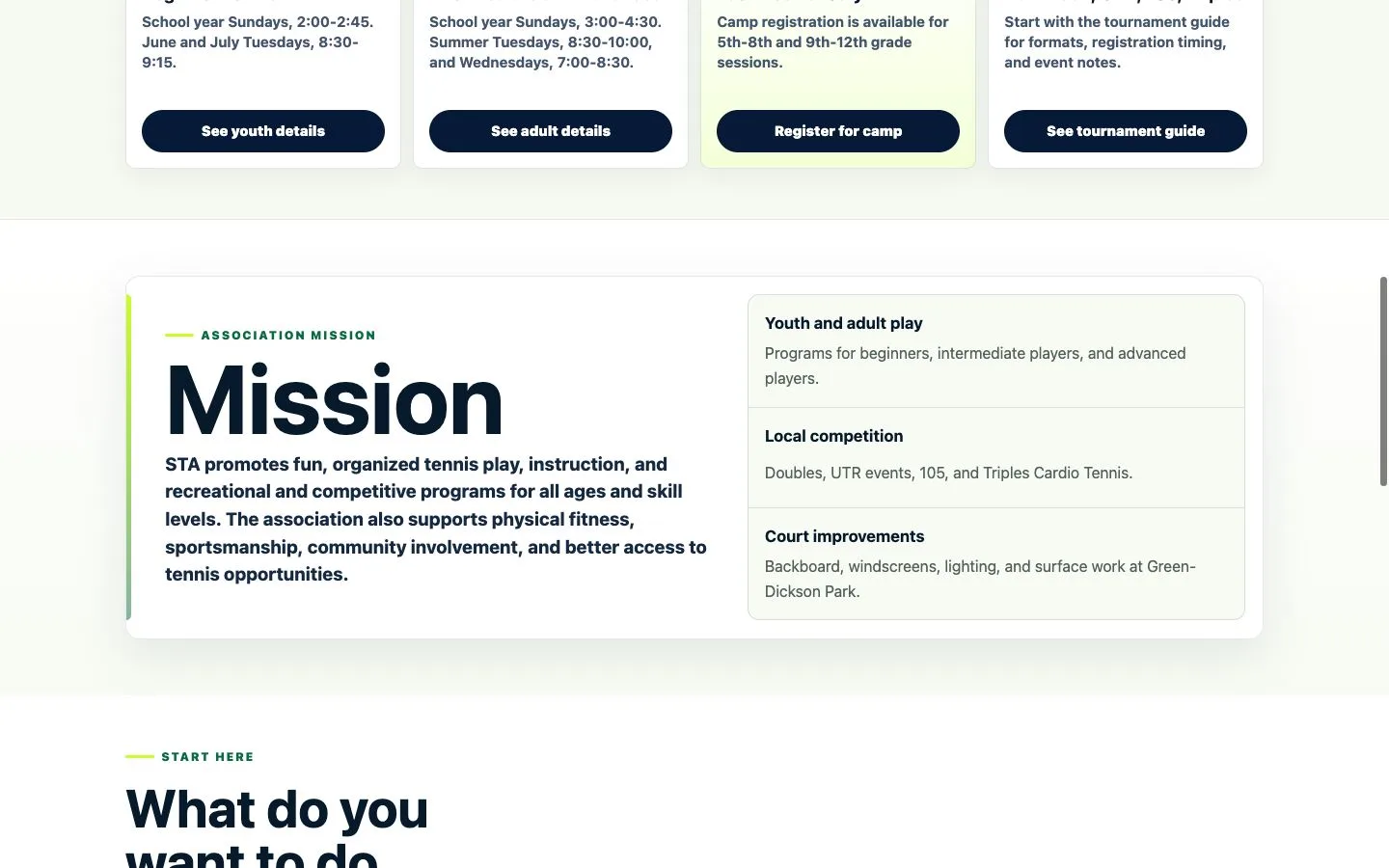Shiner Tennis Association website — view 2